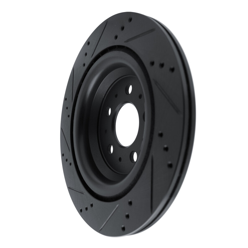 Tesla Model 3 Brake Rotor (1) - Rear Right - R1 Concepts - Drilled & Slotted - Black - `17-`25